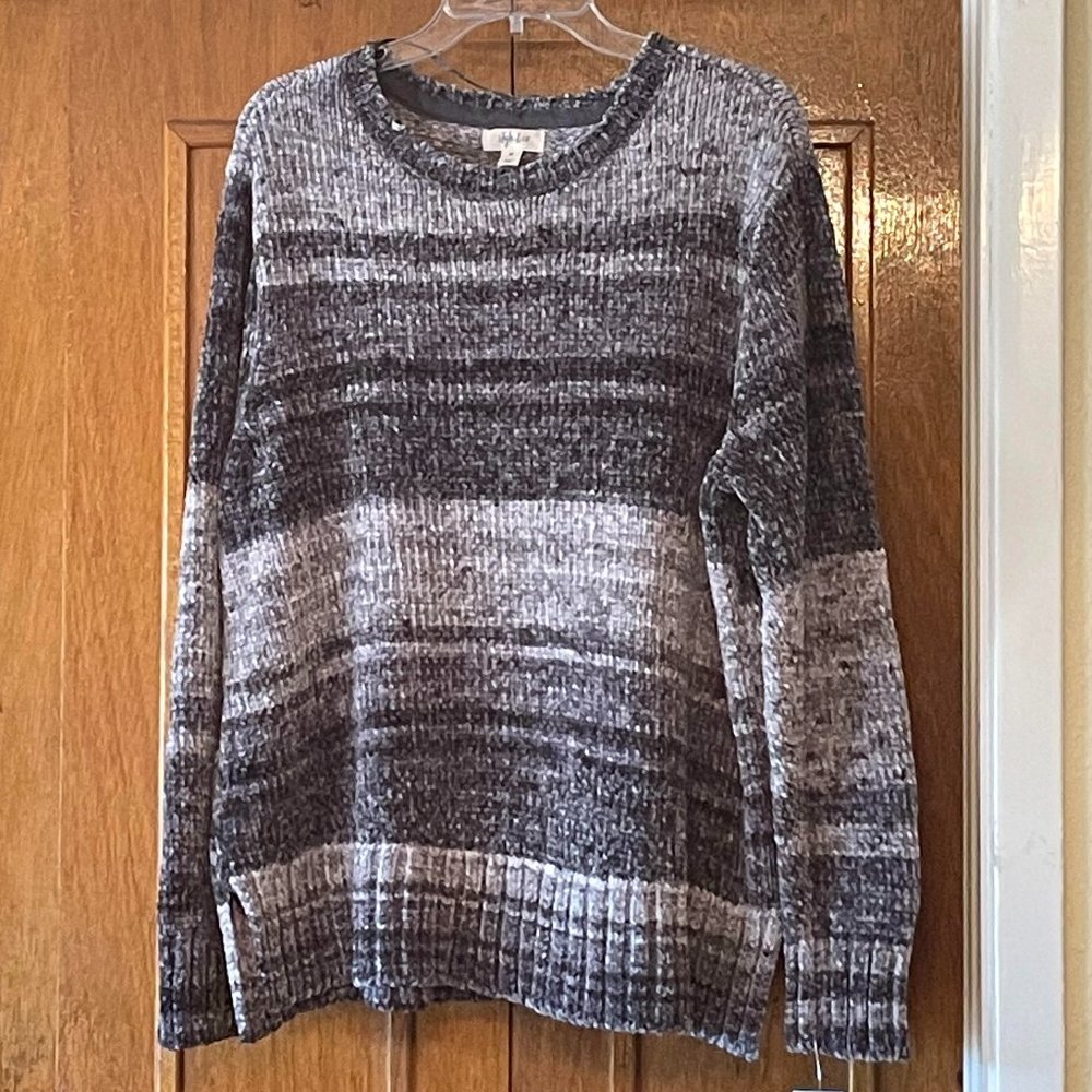 Style & Co Women's Grey Combo Fuzzy Crew Sweater. NWT